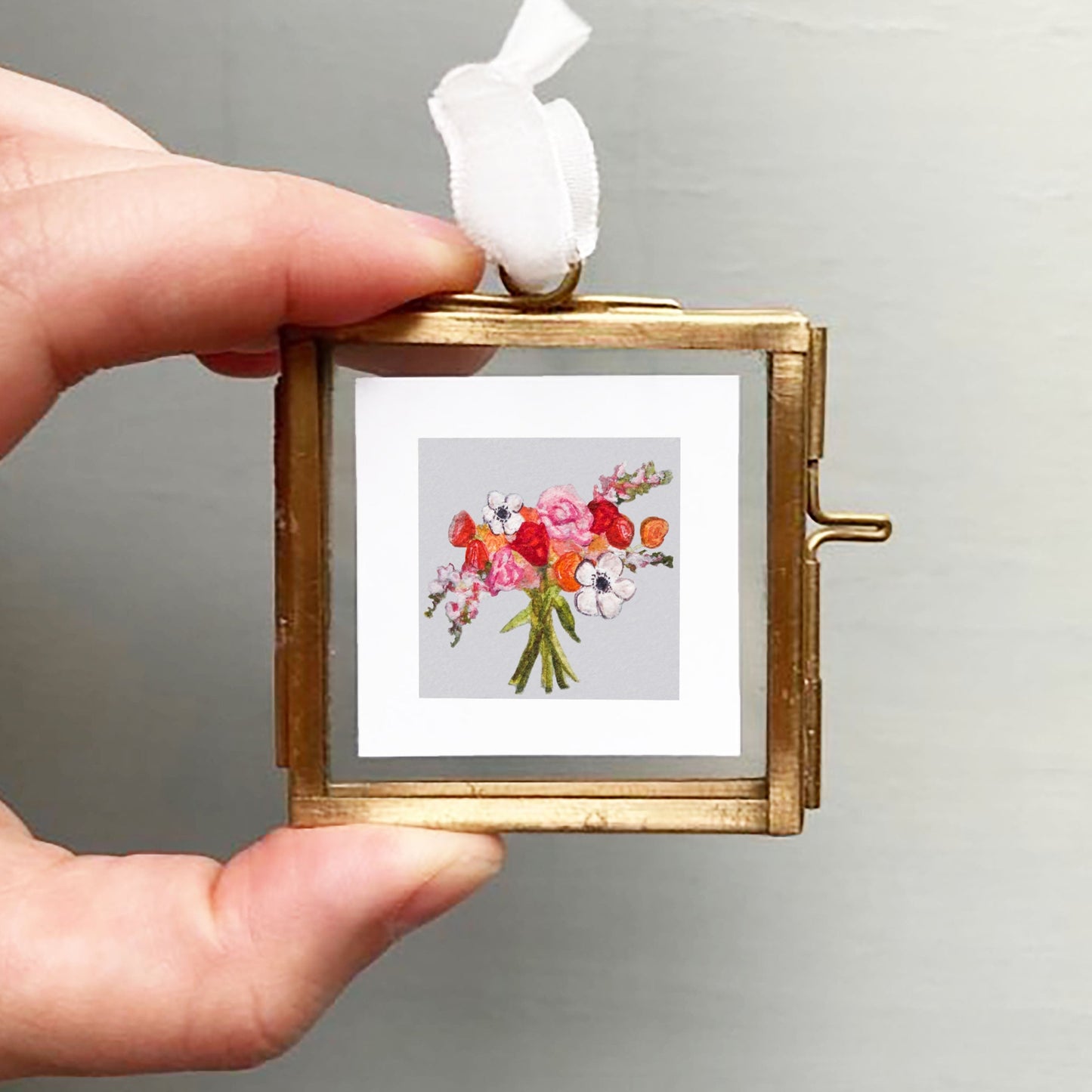 Mini 1" Pink Floral Bouquet Watercolor Print
