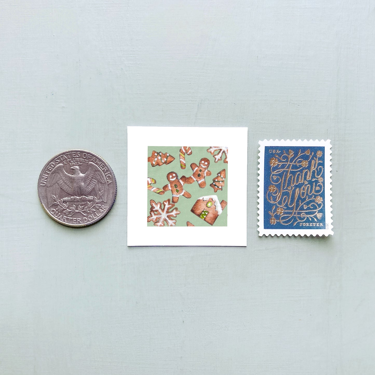 ORIGINAL Mini 1" Gingerbread Watercolor Painting