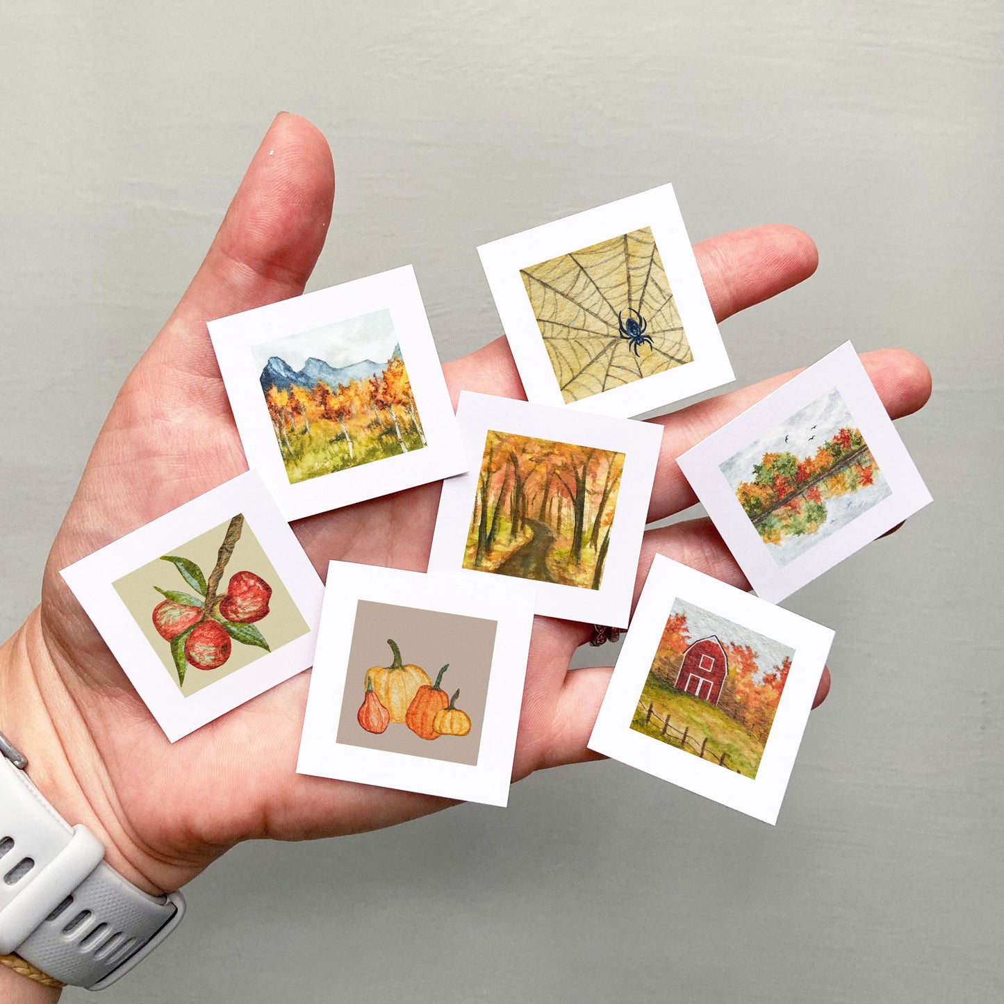 Mini 1" Autumn Flowers Watercolor Print