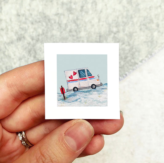 Mini 1" Happy Mail Truck Watercolor Print