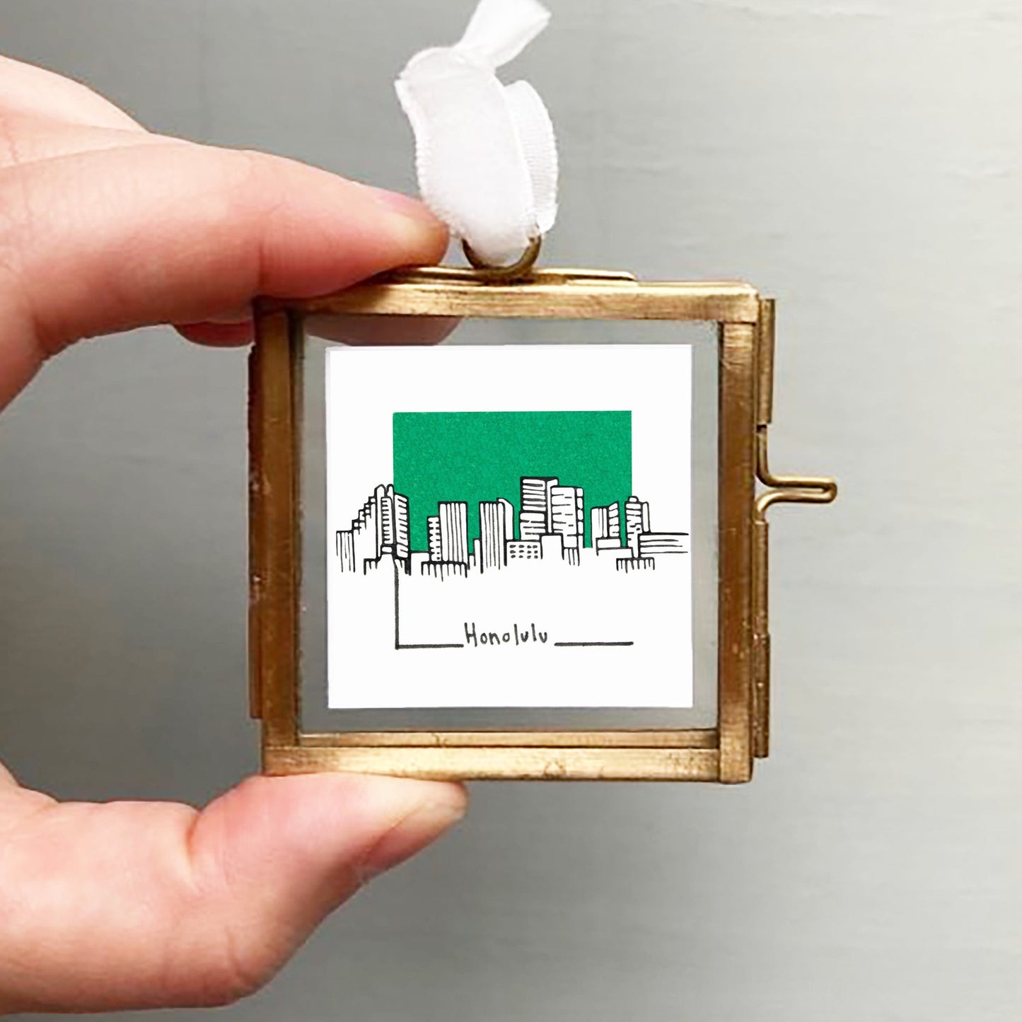 Mini Honolulu, Hawaii 1.5" Watercolor and Ink Art PRINT
