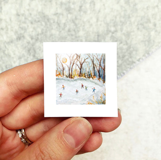 Mini 1" Ice Skating Watercolor Print