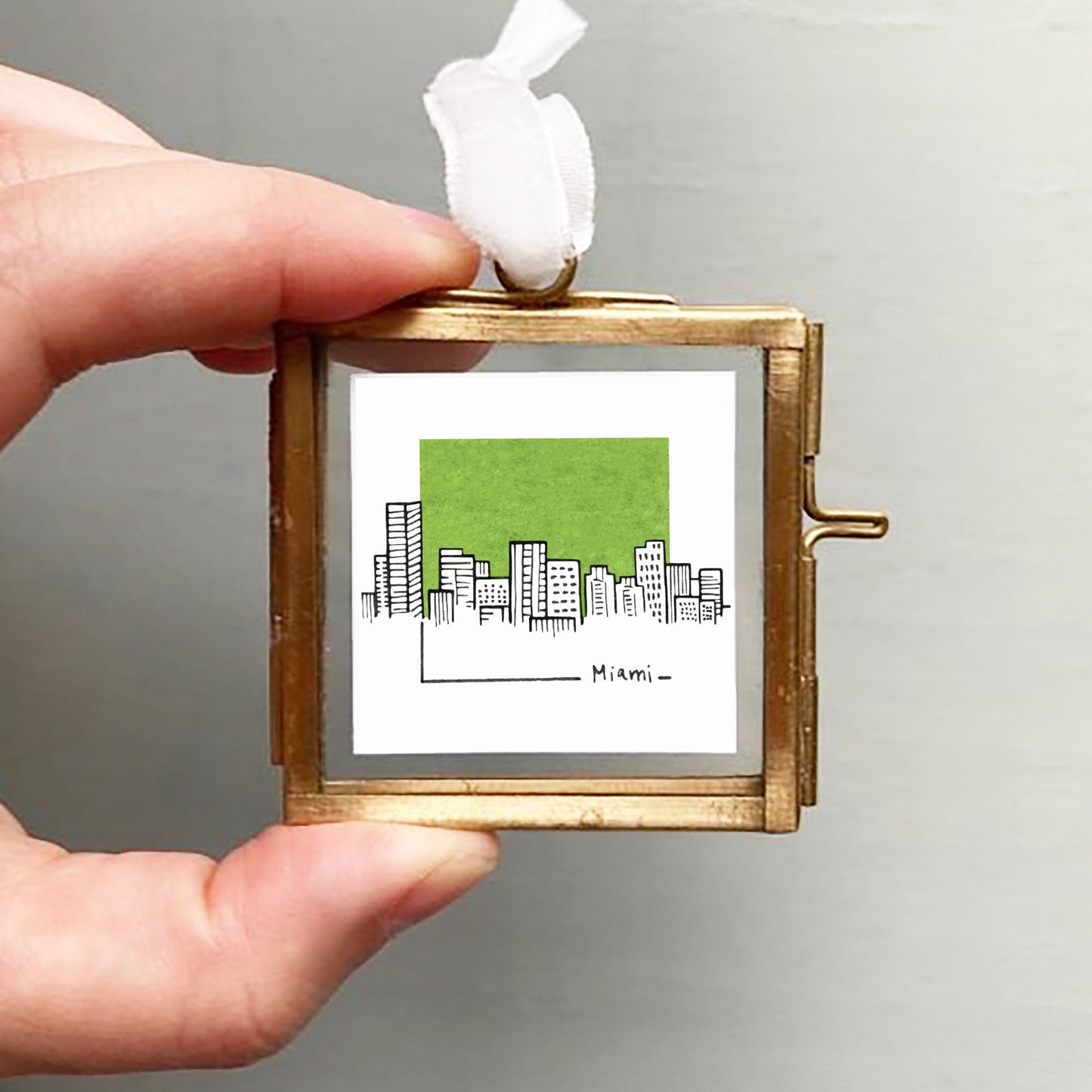 Mini Miami, Florida 1.5" Watercolor and Ink Art PRINT