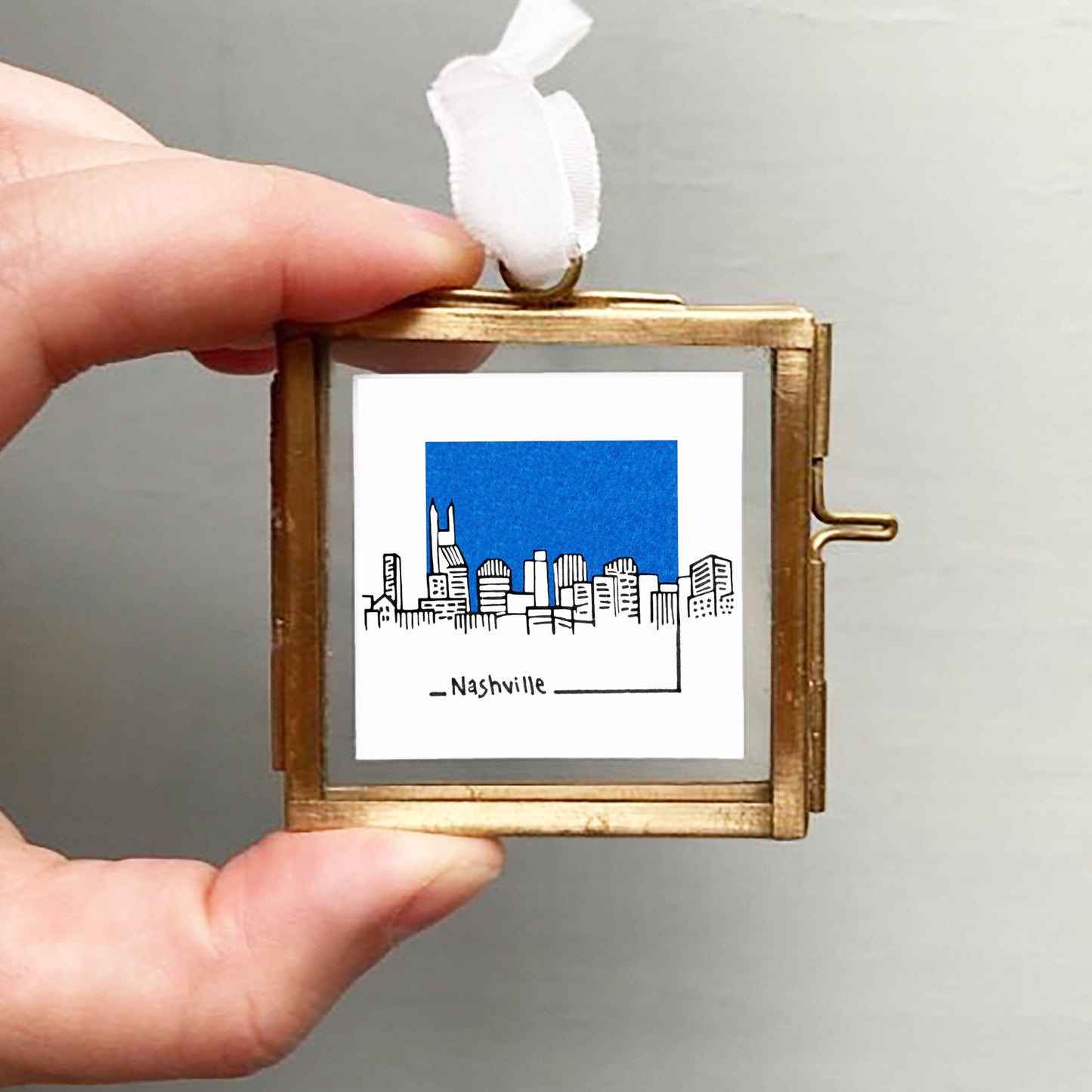 Mini Nashville, Tennessee 1.5" USA City Skyline Tiny Watercolor and Ink Art PRINT