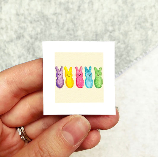 Mini 1" Marshmallow Peeps Watercolor Print