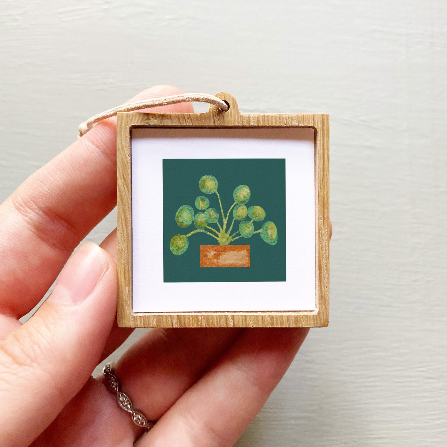 Mini 1" Pilea Peperomioides Houseplant, Pancake Plant Watercolor Print