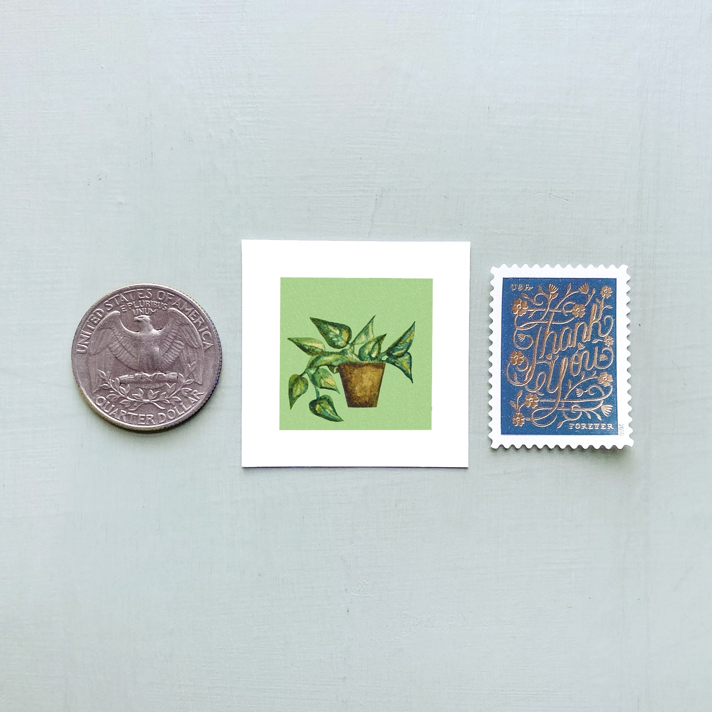 ORIGINAL Mini 1" Pothos Houseplant Watercolor Painting
