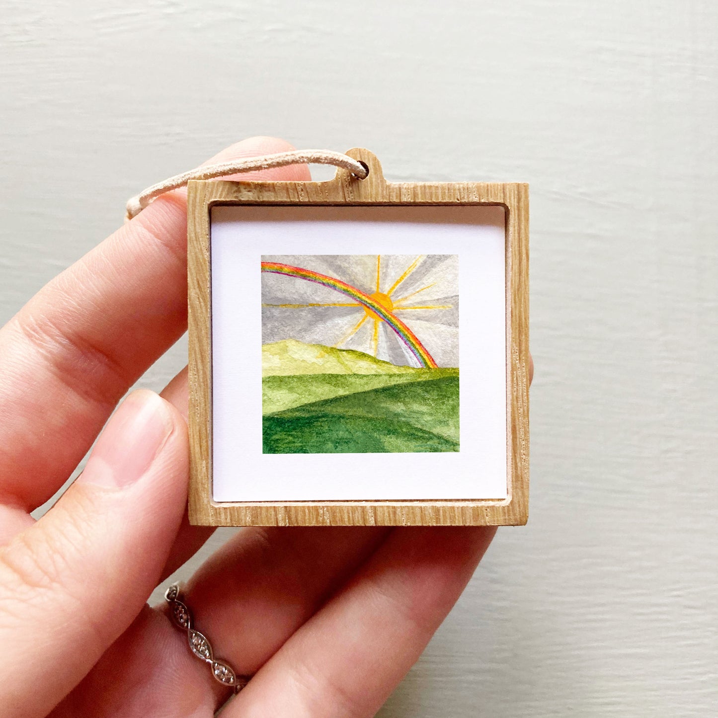 ORIGINAL Mini 1" Rainbow Spring Rainy Day Watercolor Painting
