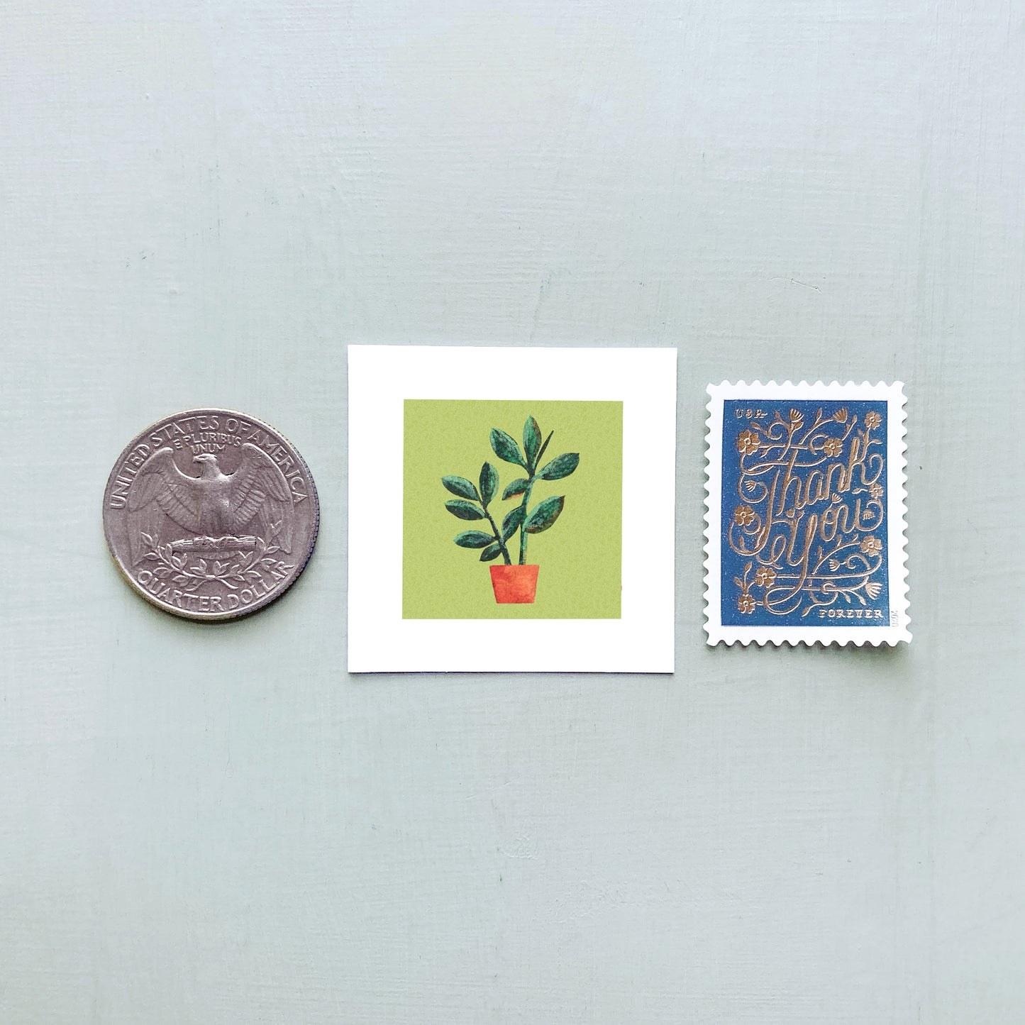 ORIGINAL Mini 1" Rubber Tree Houseplant Watercolor Painting