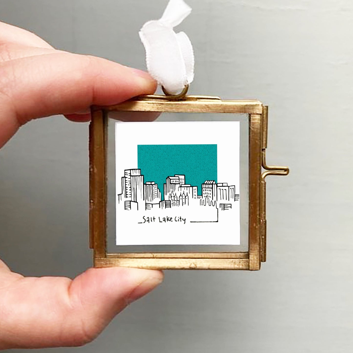 Mini Salt Lake City, Utah 1.5" Watercolor and Ink Art PRINT