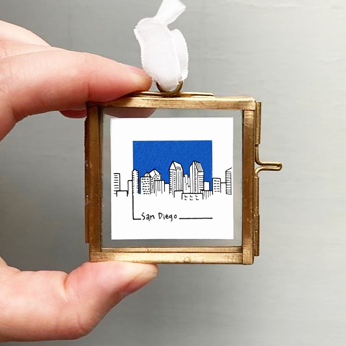 Mini San Diego, California 1.5" Watercolor and Ink Art PRINT