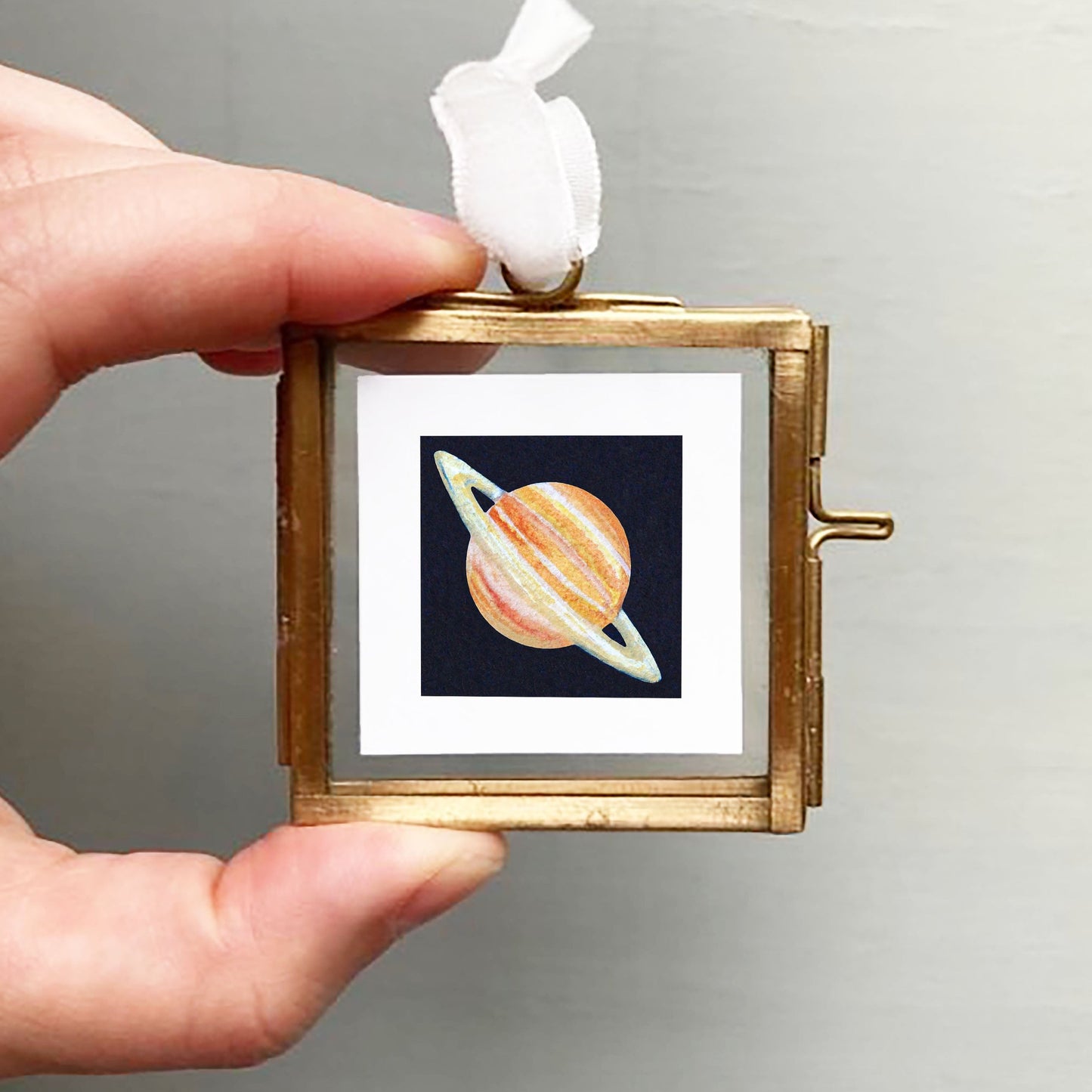 Mini 1" Planet Saturn Watercolor Print