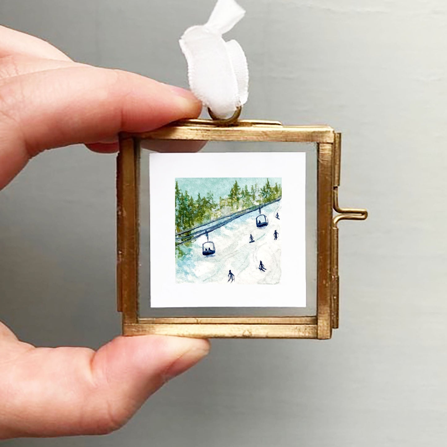 Mini 1" Skiing and Snowboarding Watercolor Print
