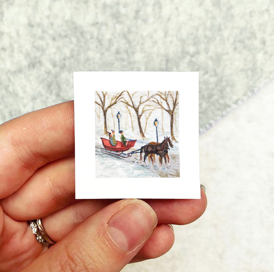 Mini 1" Sleigh Ride Watercolor Print