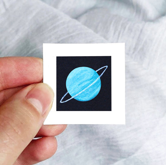 Mini 1" Planet Uranus Watercolor Print