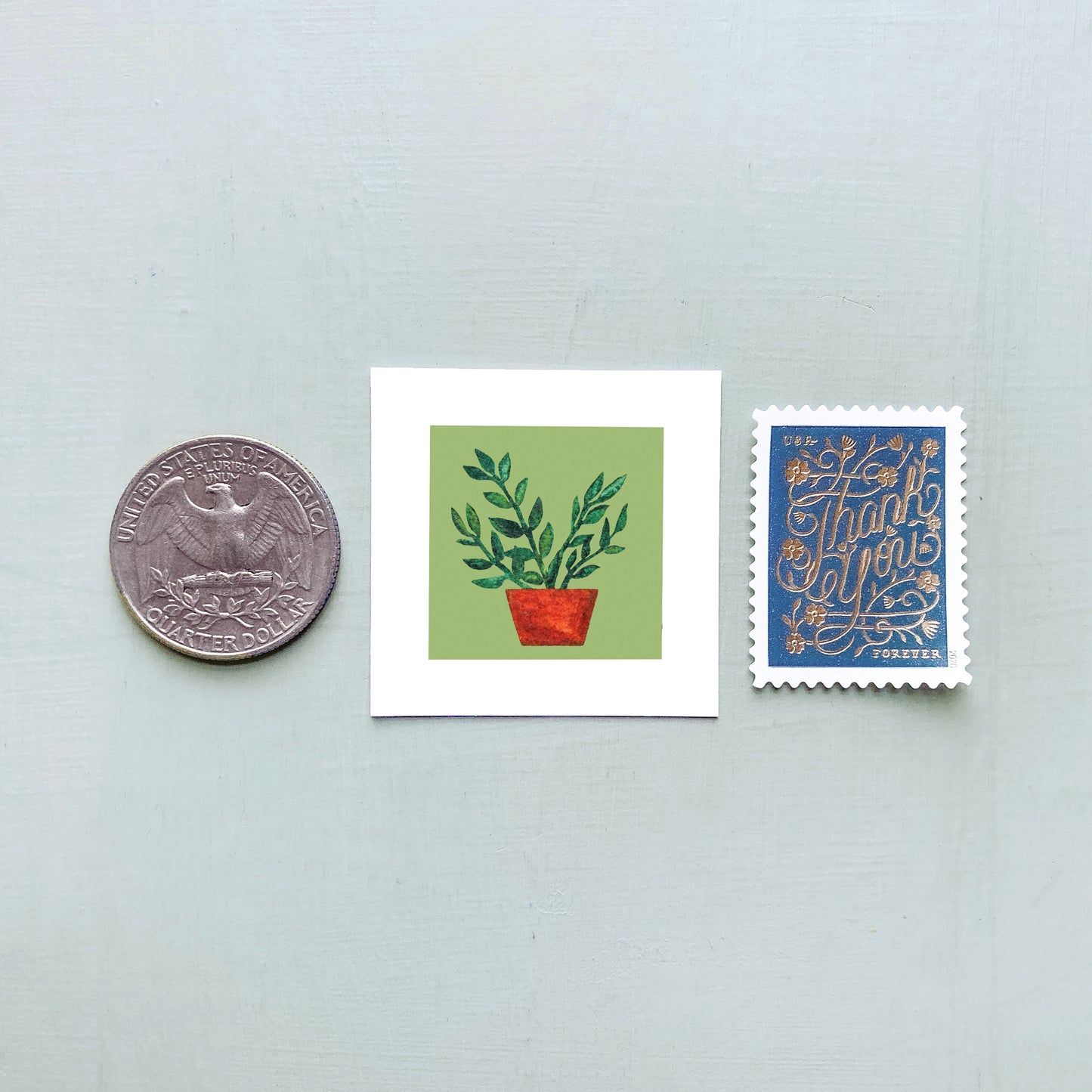 ORIGINAL Mini 1" ZeeZee Plant Watercolor Painting
