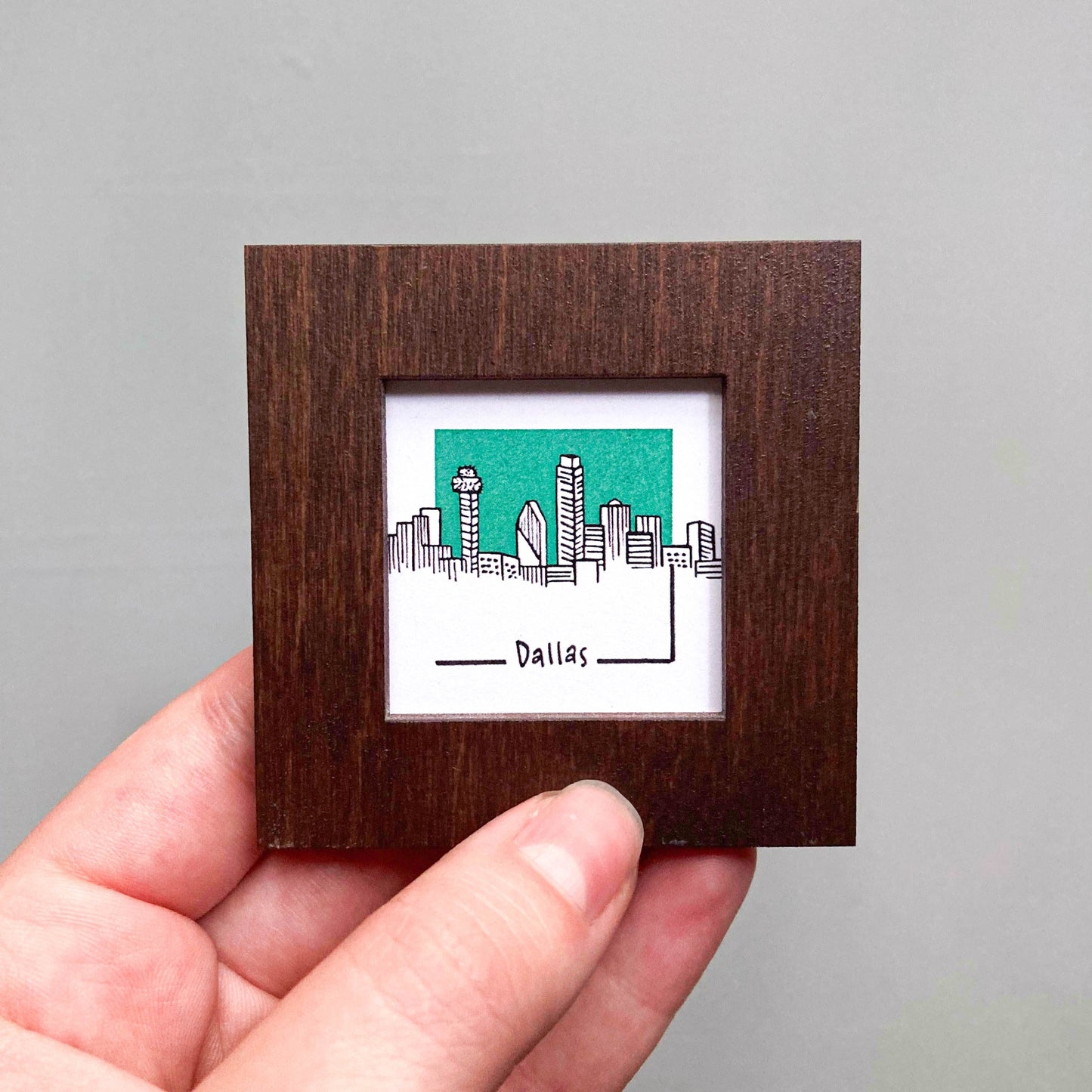 Mini Dallas, Texas 1.5" Watercolor and Ink Art PRINT