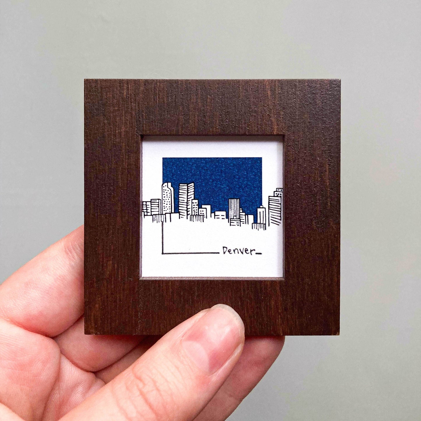 Mini Denver, Colorado 1.5" Watercolor and Ink Art PRINT
