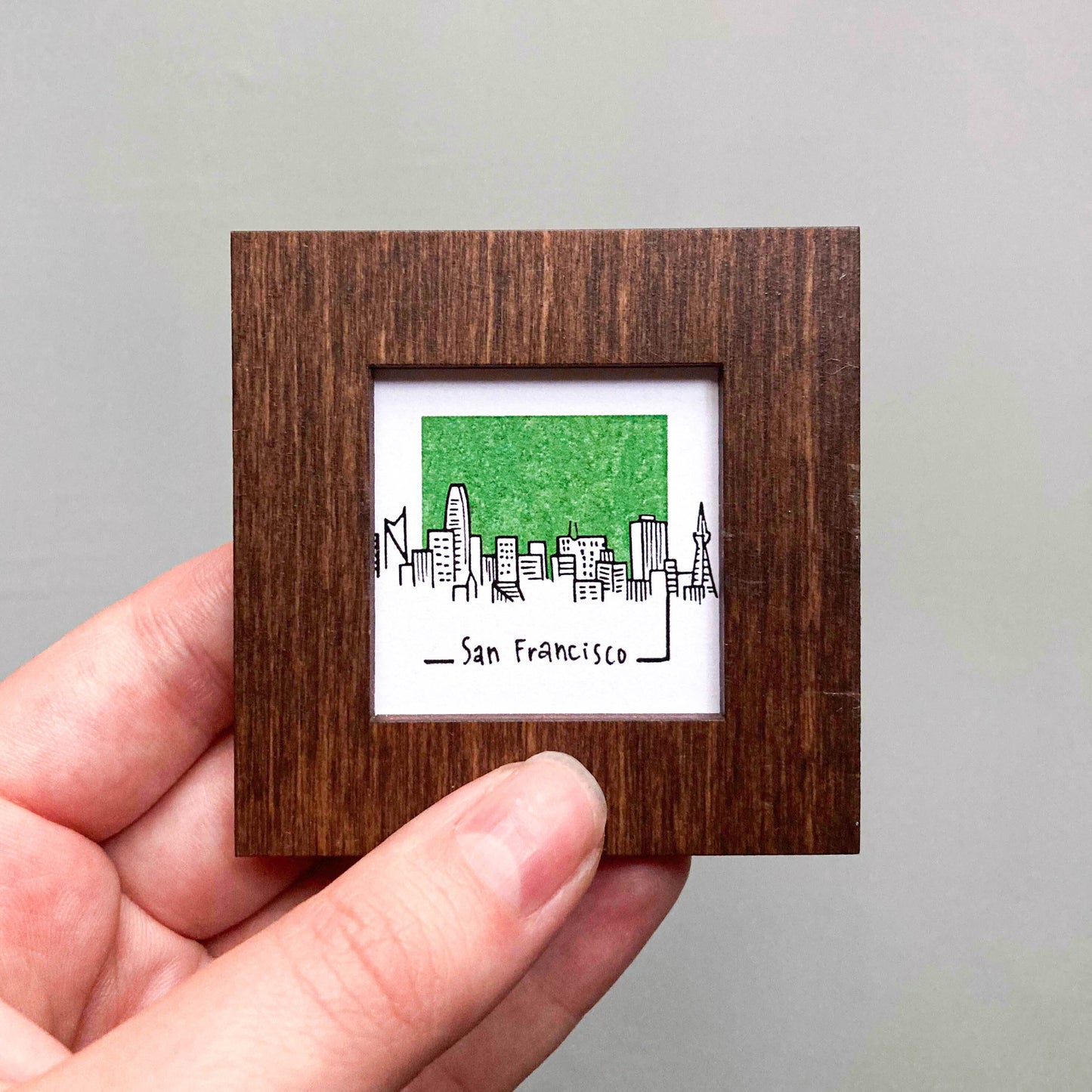 Mini San Francisco, California 1.5" Watercolor and Ink Art PRINT
