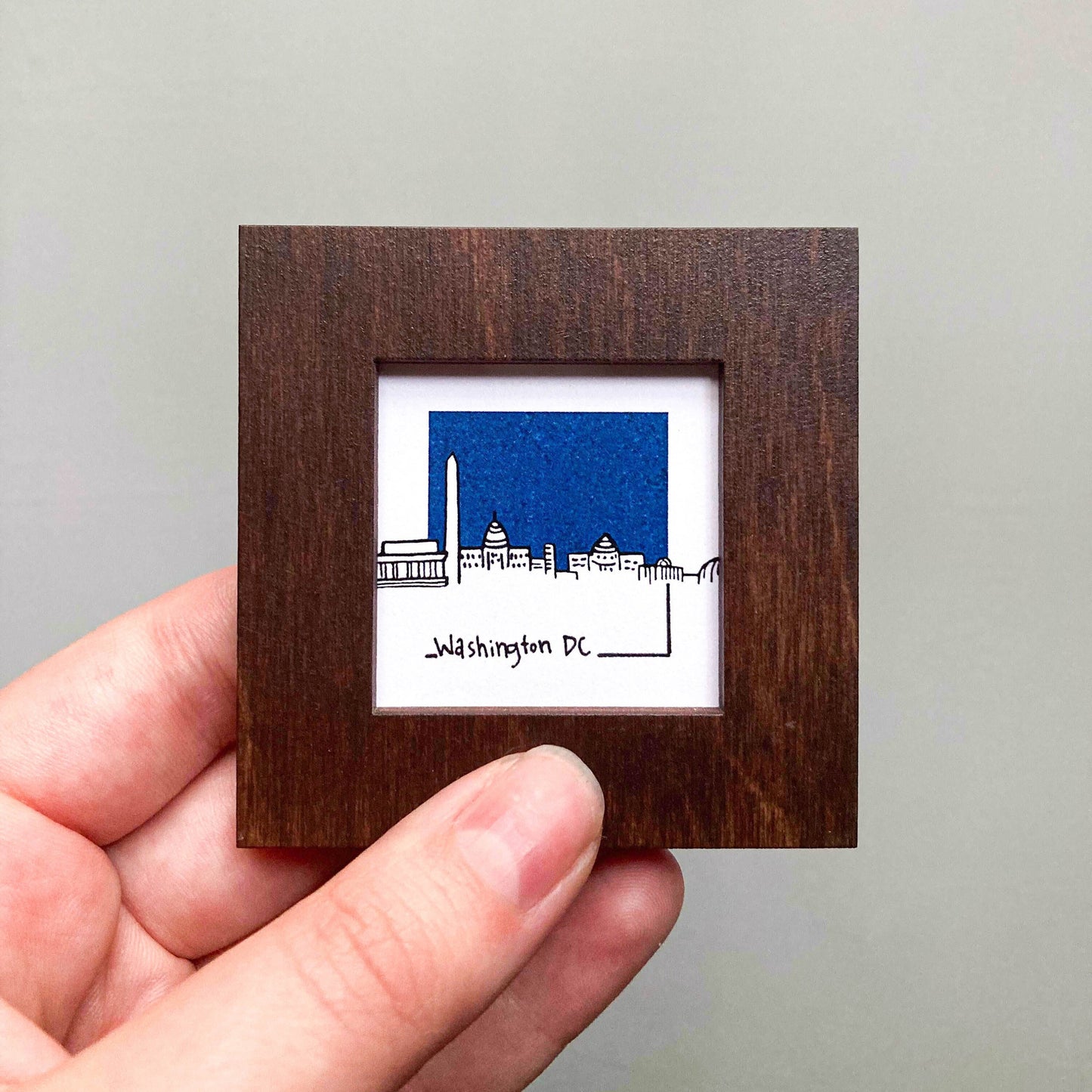 Mini Washington DC 1.5" Watercolor and Ink Art PRINT