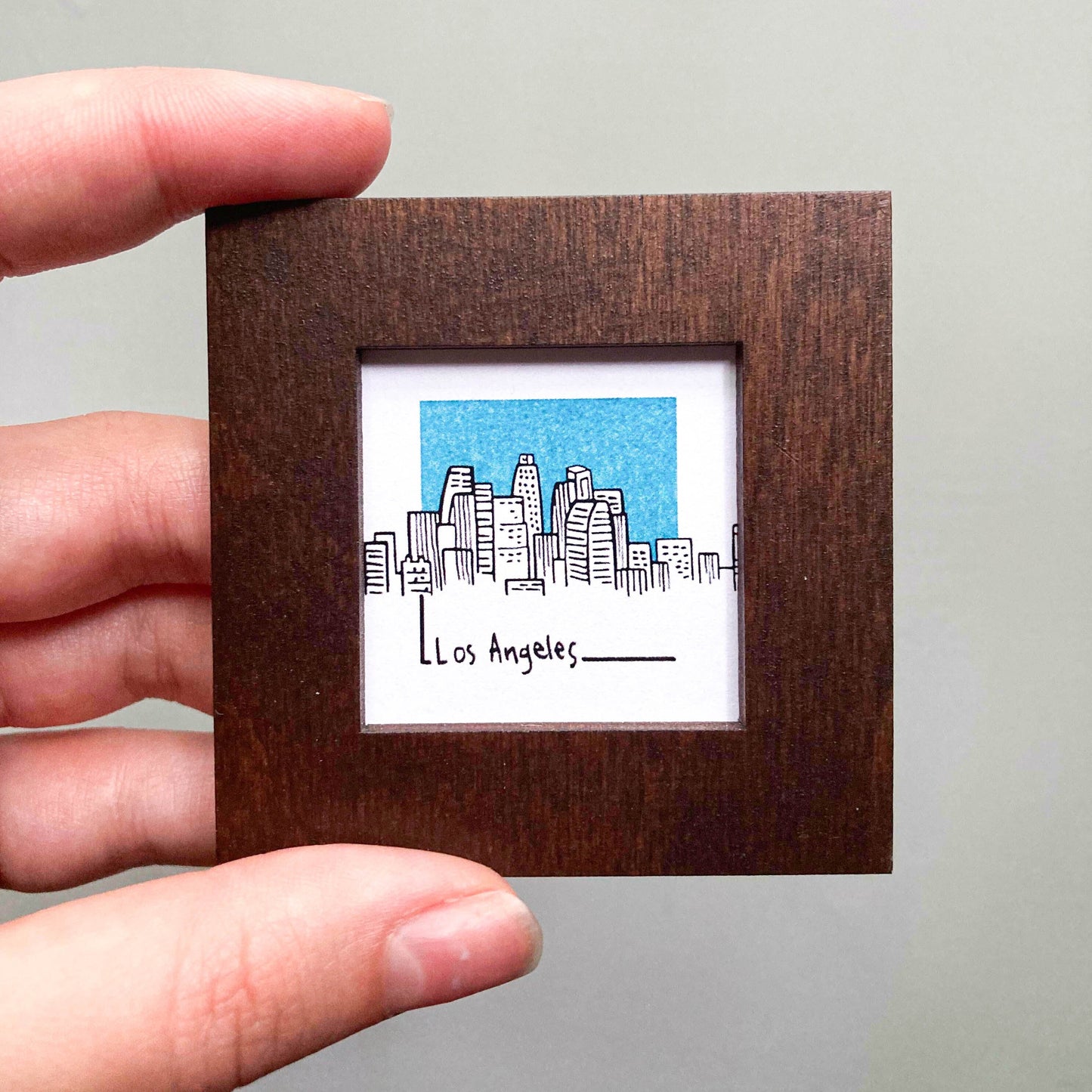 Mini Los Angeles, California 1.5" Watercolor and Ink Art PRINT