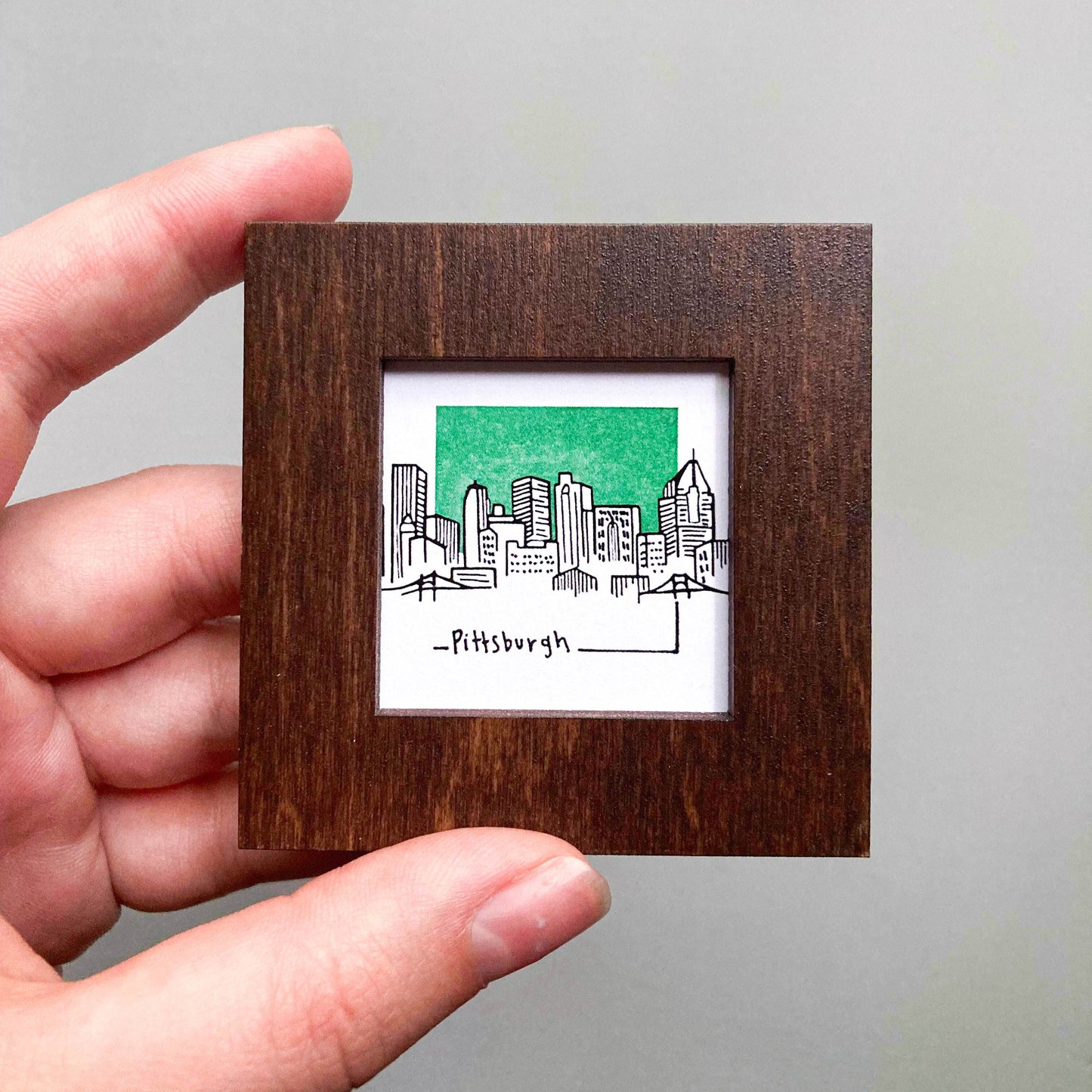 Mini Pittsburgh, Pennsylvania 1.5" Watercolor and Ink Art PRINT