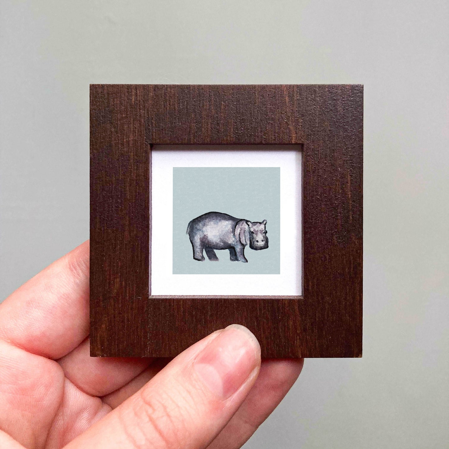 Mini 1" Hippo Watercolor Print