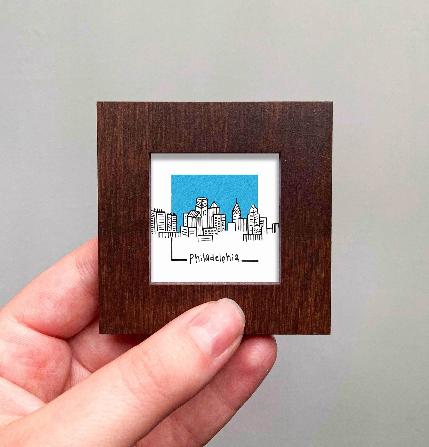 Mini Philadelphia, Pennsylvania 1.5" Watercolor and Ink Art PRINT