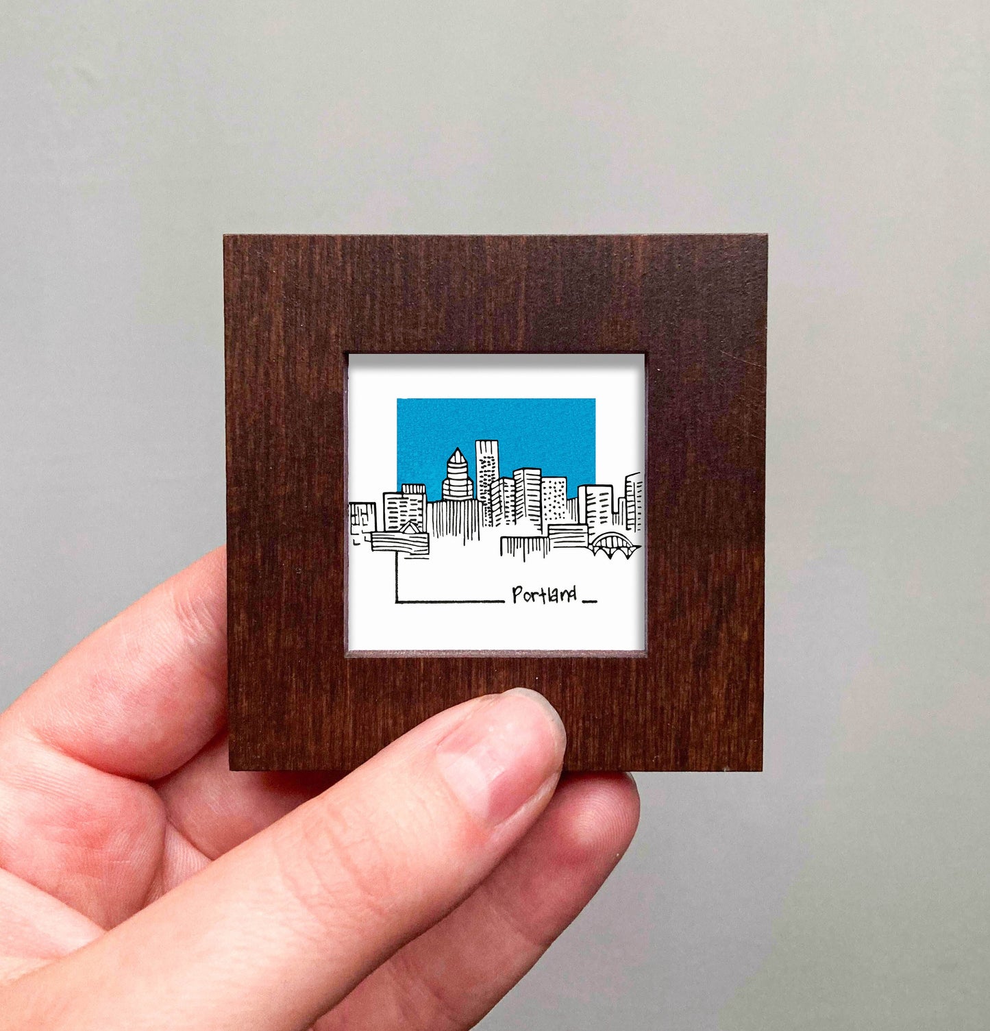 Mini Portland, Oregon 1.5" Watercolor and Ink Art PRINT