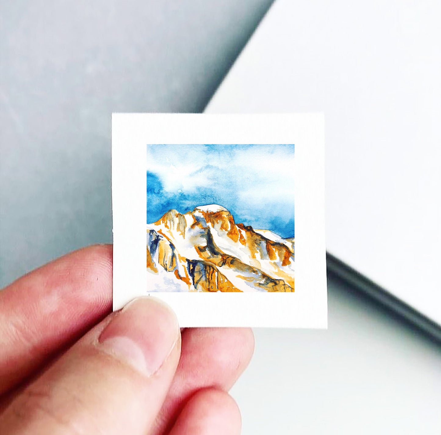 Mini 1" Gannett Peak, Wyoming Watercolor Print
