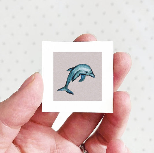 Mini 1" Dolphin Watercolor Print