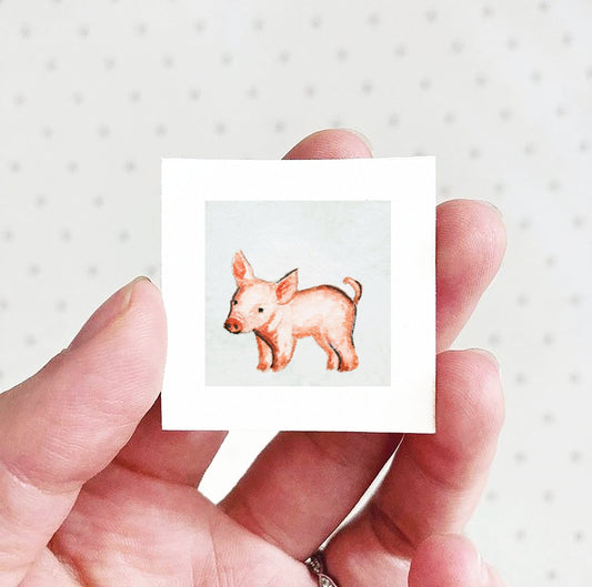 Mini 1" Pig Watercolor Print