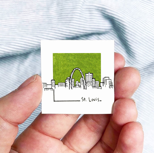 Mini St. Louis, Missouri 1.5" Watercolor and Ink Art PRINT