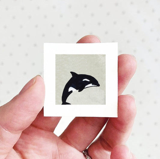 Mini 1" Orca Killer Whale Watercolor Print