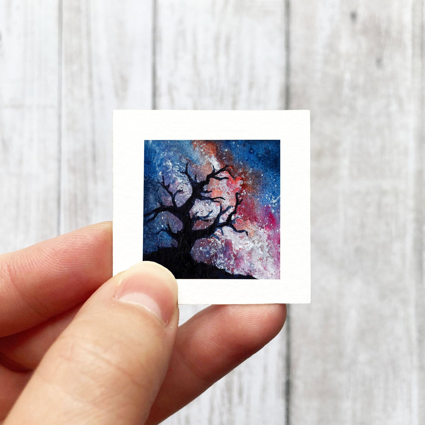 Mini 1" Galaxy Tree Watercolor Print
