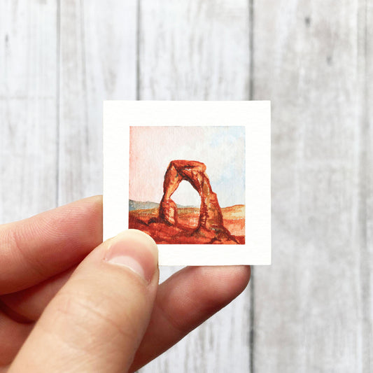 Mini 1" UT Delicate Arch, Arches National Park Watercolor Print