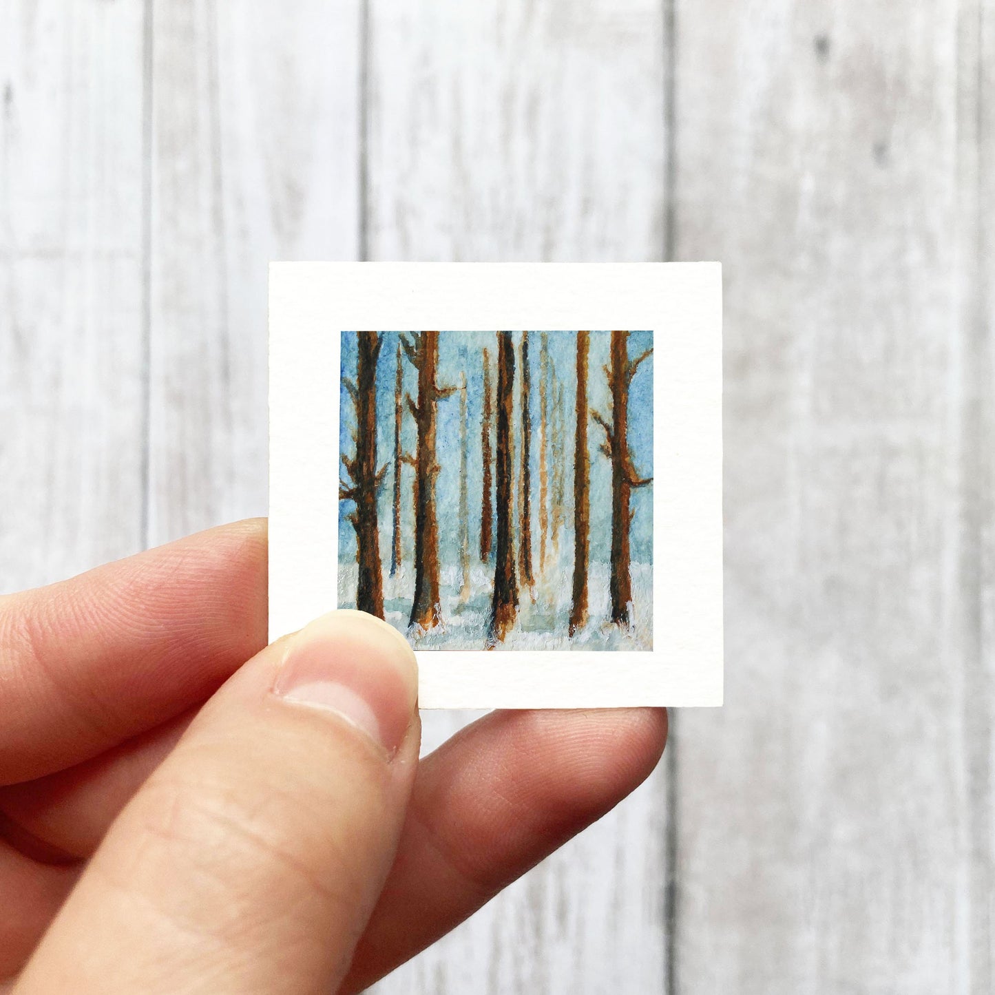 Mini 1" Snowy Woods Watercolor Print