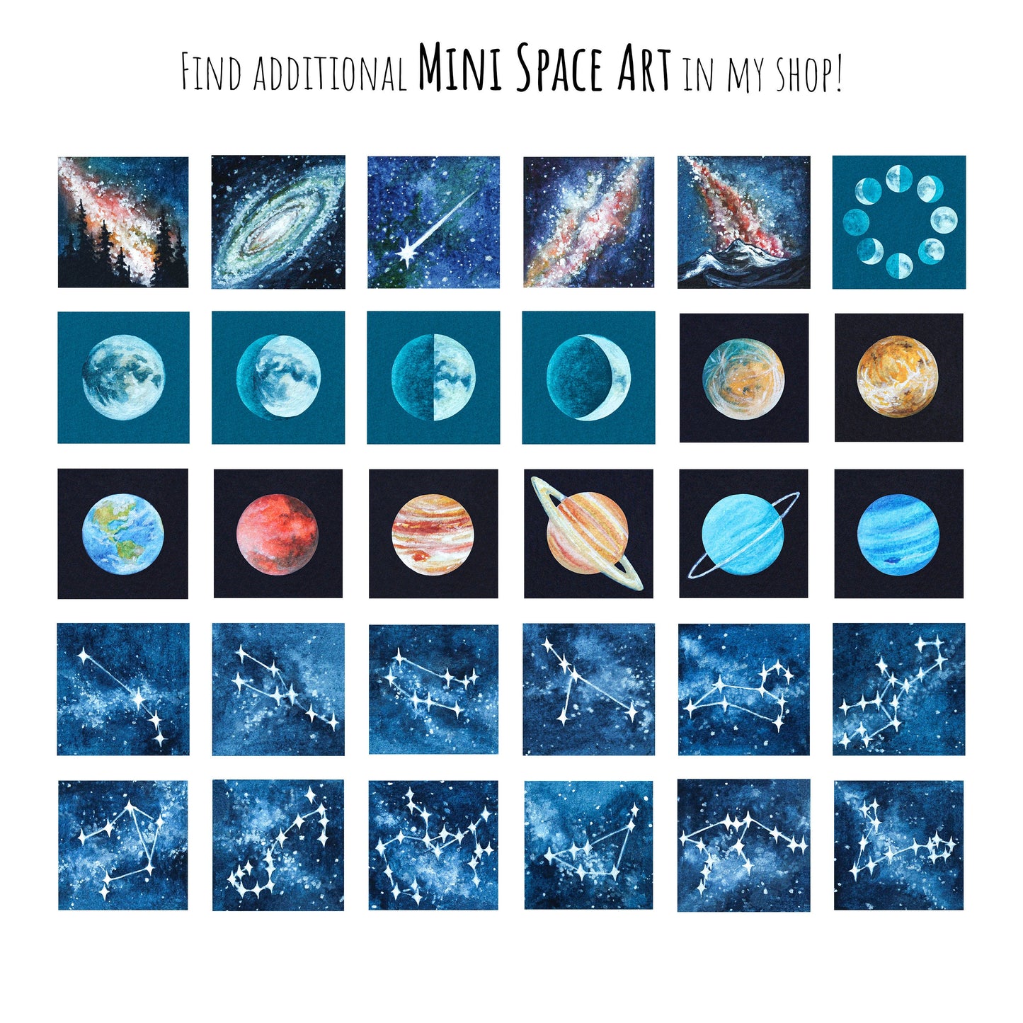 Mini 1" Sagittarius Zodiac Watercolor Print