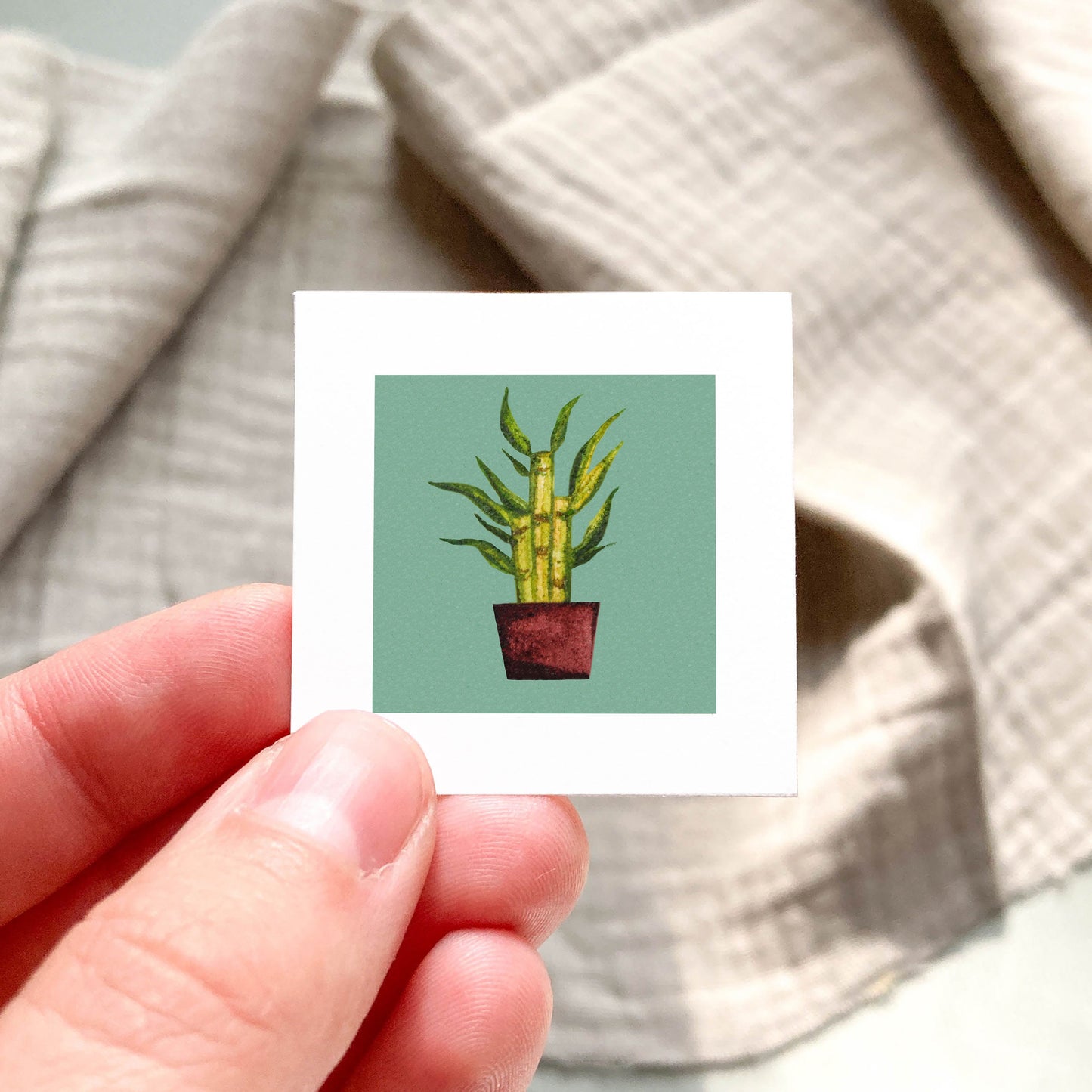 Mini 1" Bamboo Houseplant Watercolor Print