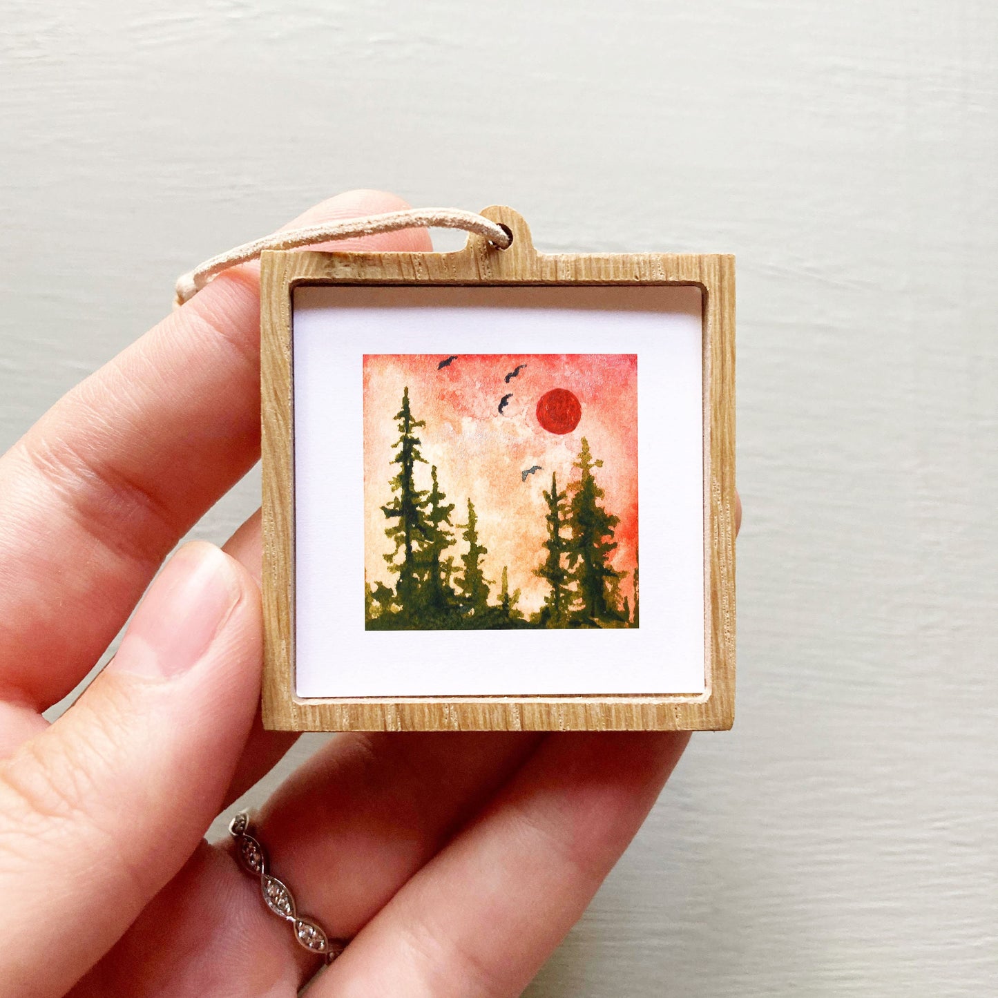 Mini 1" Pine Forest Sunset Watercolor Print