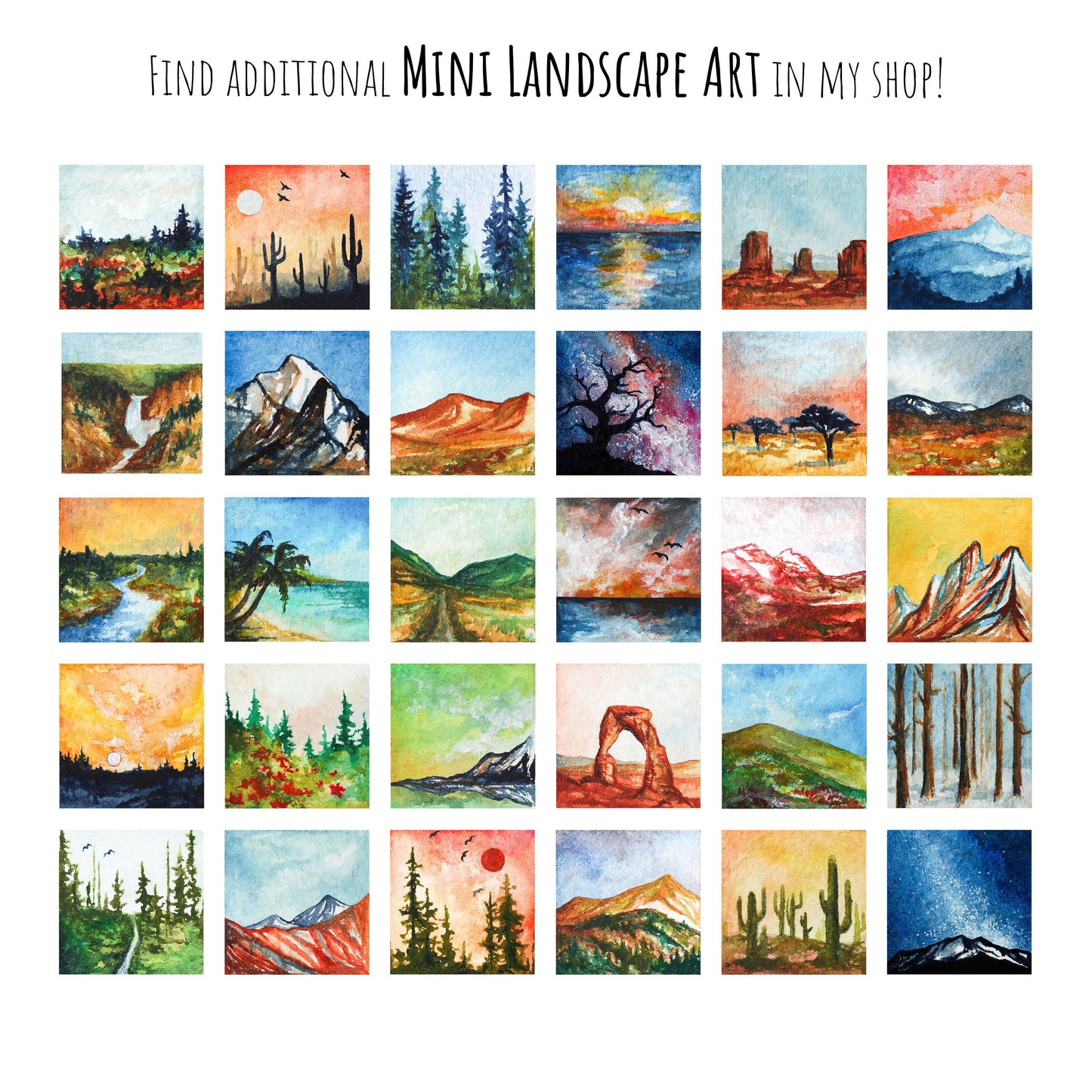 Mini 1" Desert Cactus #2 Watercolor Print