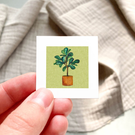 Mini 1" Fiddle-Leaf Fig Houseplant Watercolor Print