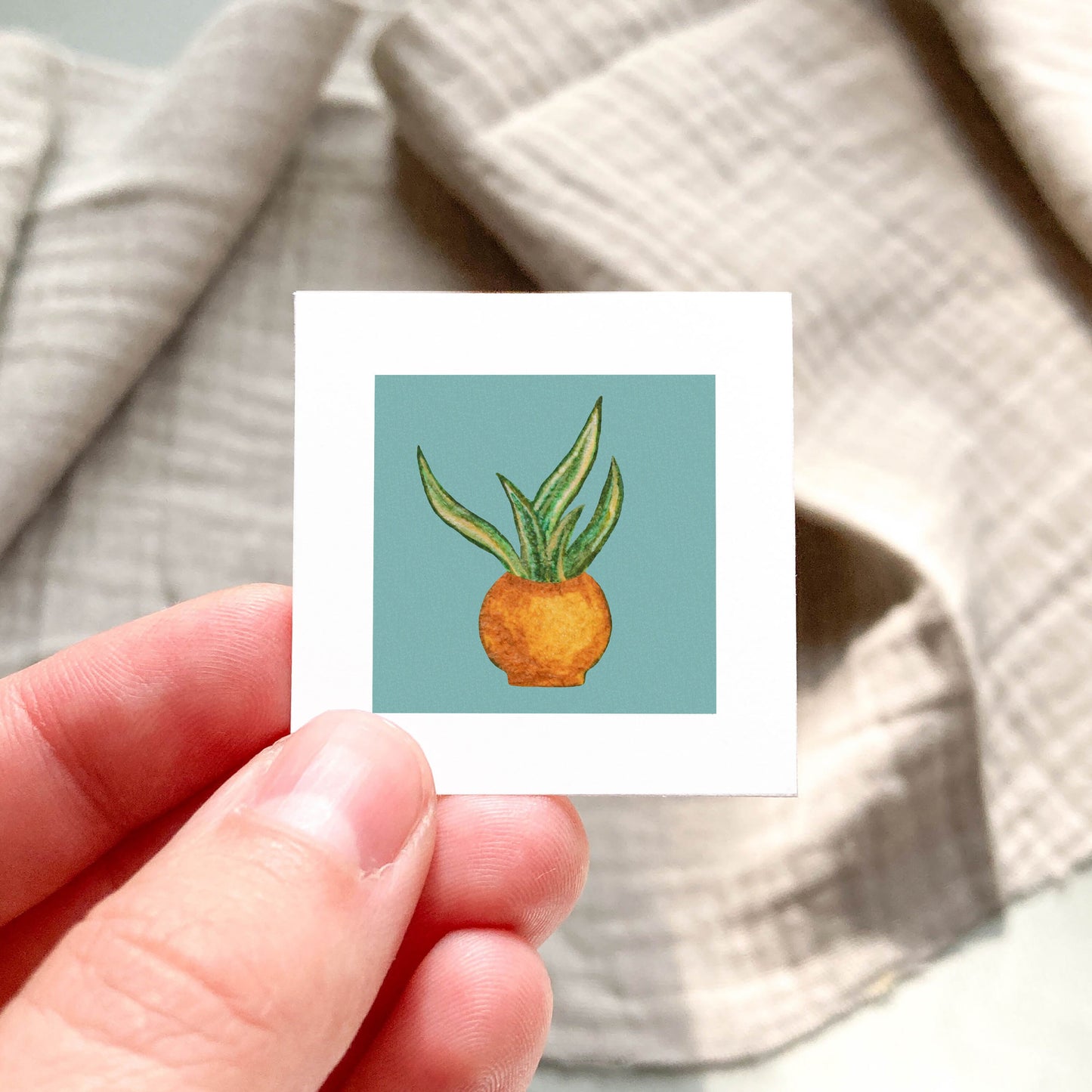 Mini 1" Snake Plant Houseplant Watercolor Print