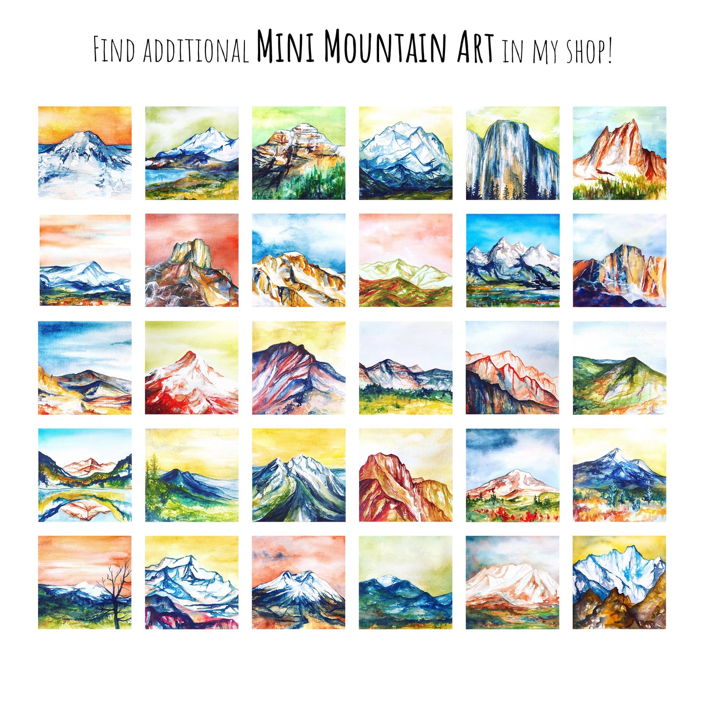 Mini 1" Lone Pine Peak, California Watercolor Print