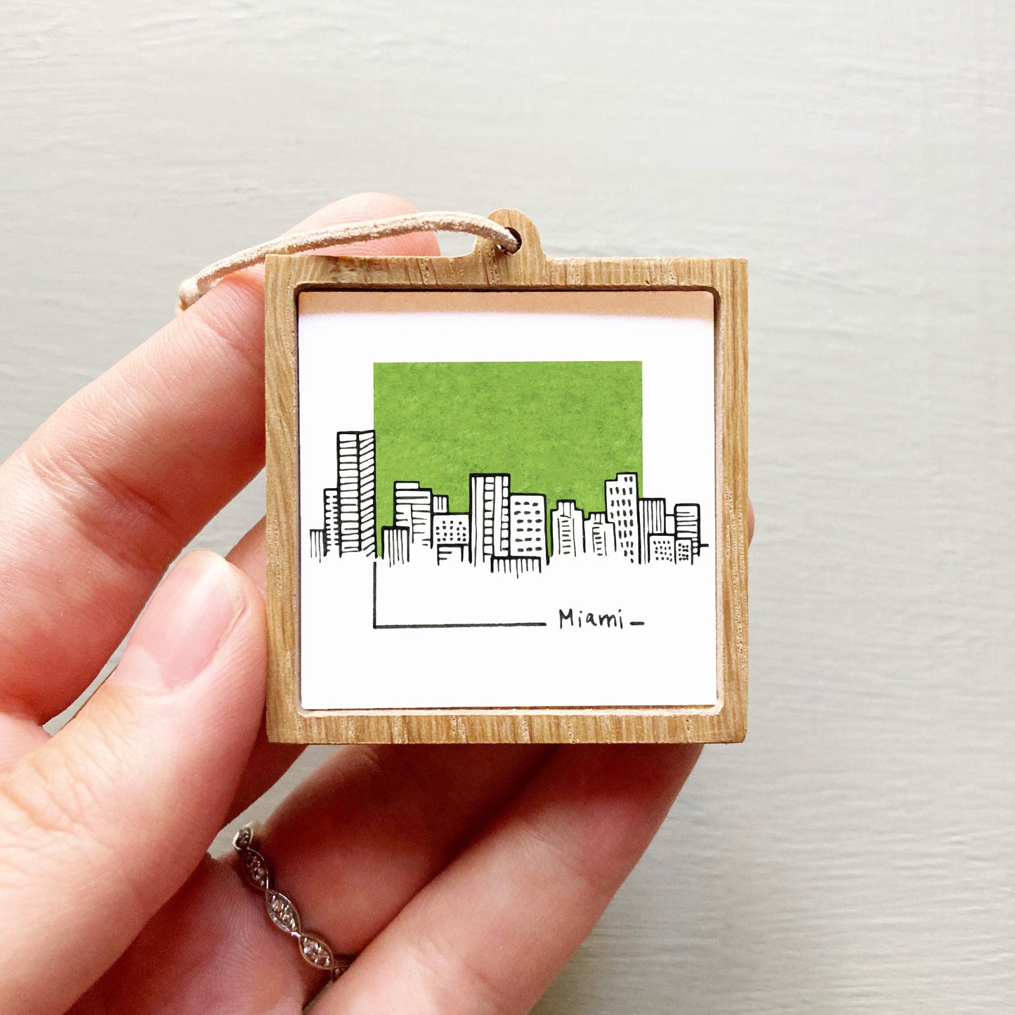 Mini Miami, Florida 1.5" Watercolor and Ink Art PRINT