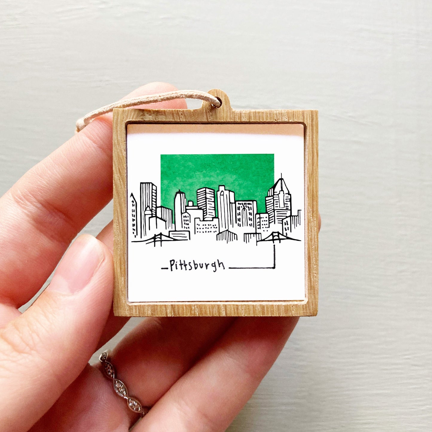 Mini Pittsburgh, Pennsylvania 1.5" Watercolor and Ink Art PRINT
