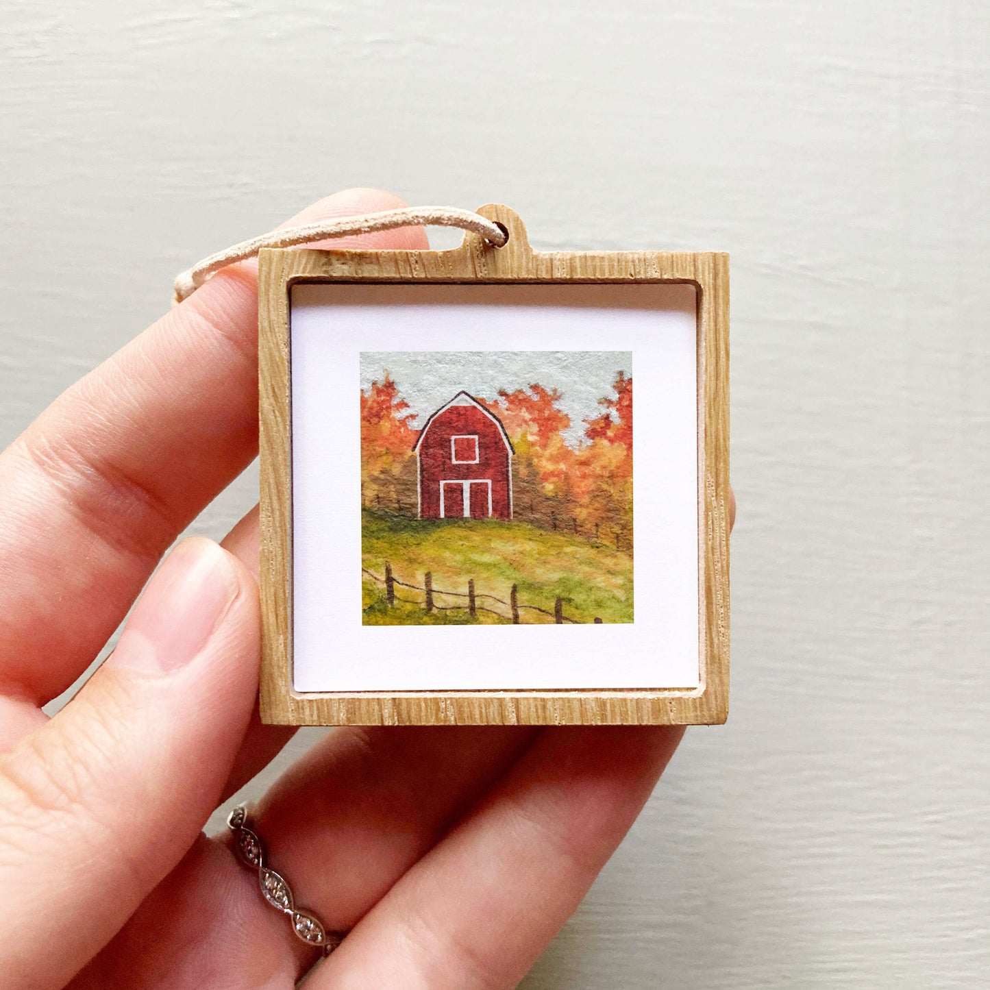Mini 1" Red Barn Watercolor Print