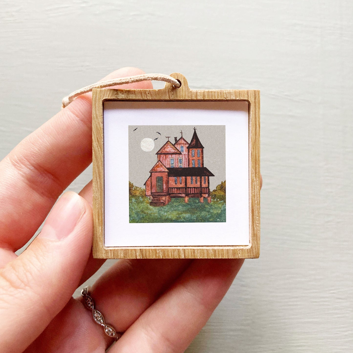 Mini 1" Haunted House Watercolor Print
