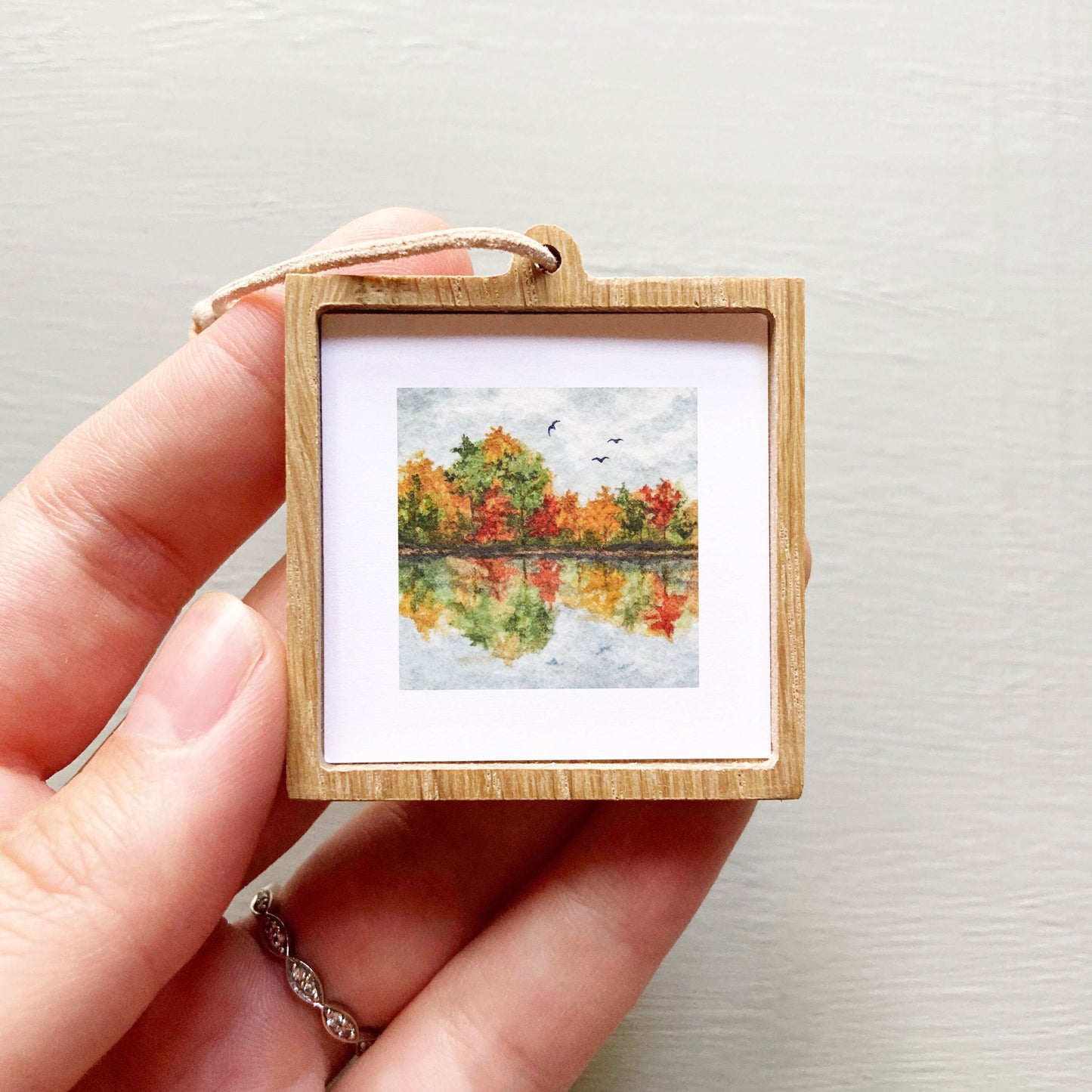 Mini 1" Autumn Lake Reflection Watercolor Print