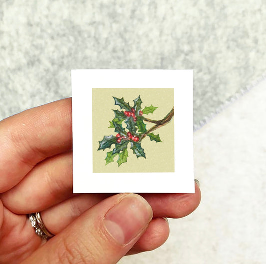 Mini 1" Holly Berries Watercolor Print